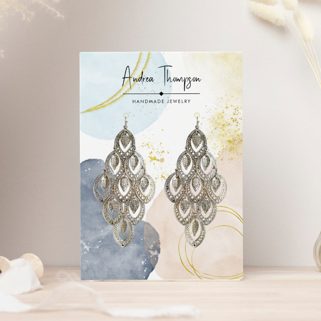 Abstract Watercolor Gold Foil Boho Earring Display