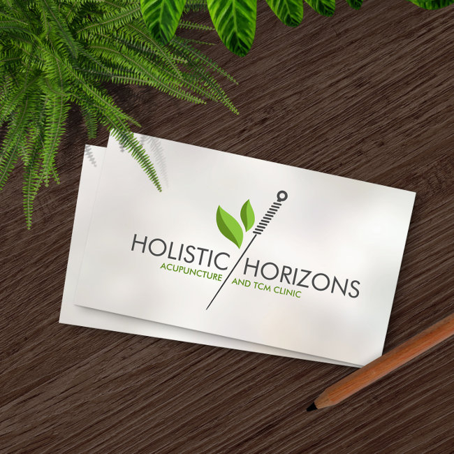 Acupuncture Needle And Leaves Business Invitations