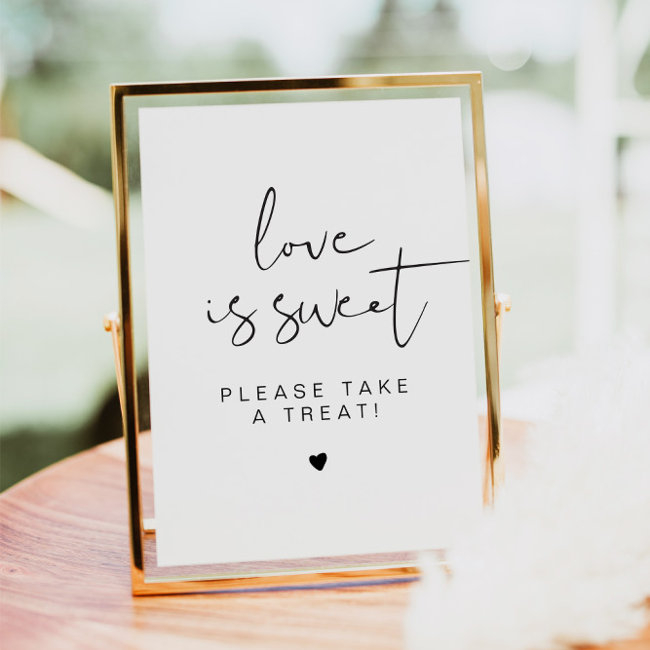 Adella Minimal Love Is Sweet Treat Favor Sign Invitation