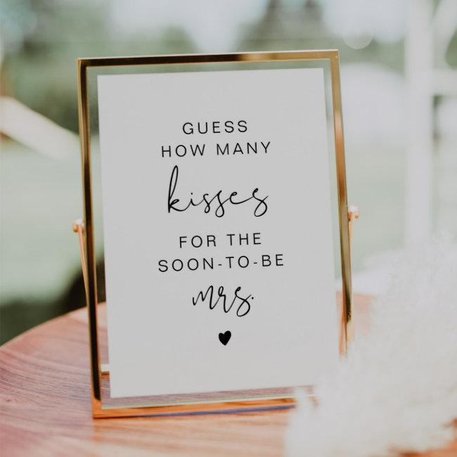 Adella Modern Guess How Many Kisses Bridal Sign Invitation