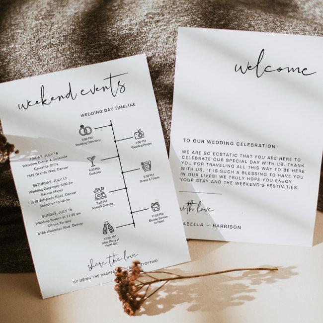 Adella Modern Minimal Welcome Letter Timeline Invitations