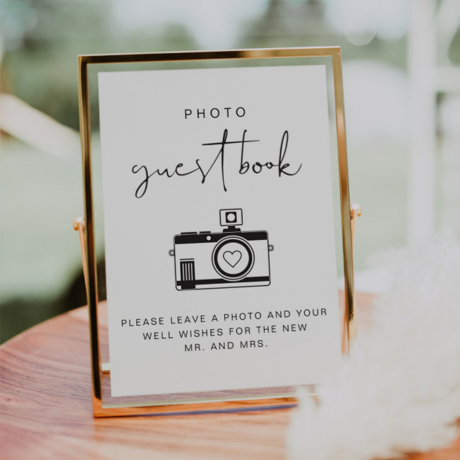 Adella Modern Minimalist Photo Guestbook Sign Invitation