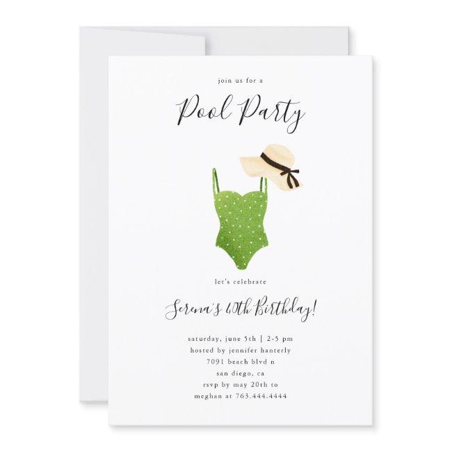 Adult Pool Birthday Party Swimsuit Invitation