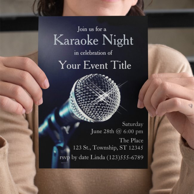 Adult's Karaoke Party Custom Invitation