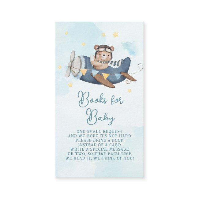 Adventure Cute Bear Blue Plane Books For Baby Enclosure Invitations