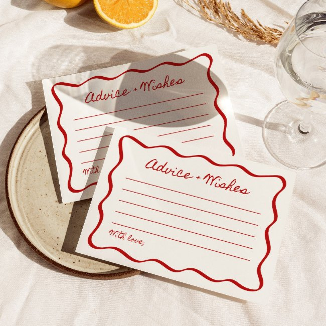 Advice And Wishes Bridal Shower Game Wavy Border Enclosure Invitations
