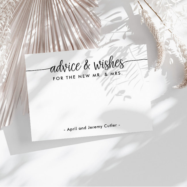 Advice And Wishes For The New Mr. & Mrs. Blank Enclosure Invitations