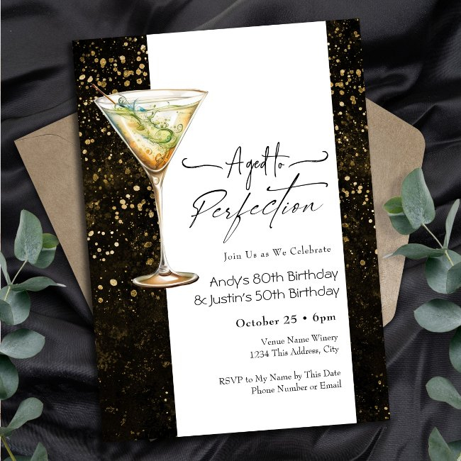 Aged To Perfect Double Adult Birthday Invitation