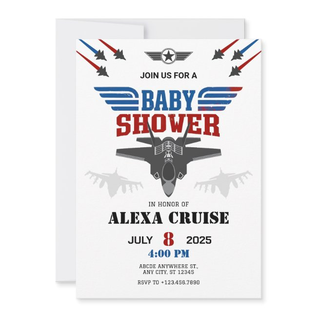 Air Force Jet Fighter Pilot Baby Shower Invitation