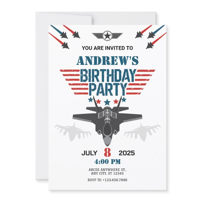 Air Force Jet Fighter Pilot Birthday Invitation