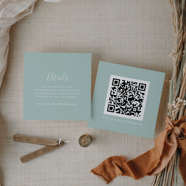 Airy Greenery Coordinate Qr Code Details Enclosure Invitations