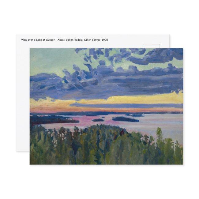 Akseli Gallen-kallela - View Over A Lake At Sunset Postinvitations
