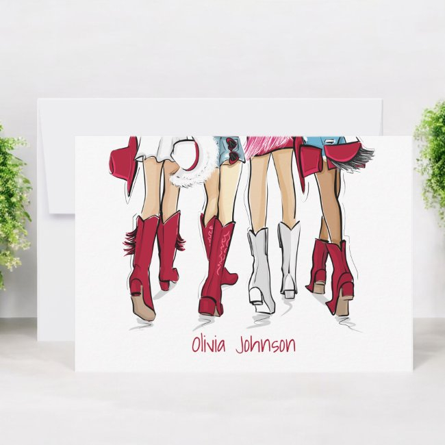 Alabama Ladies Cowboy Boots Crimson Fashion Custom Thank You Invitations