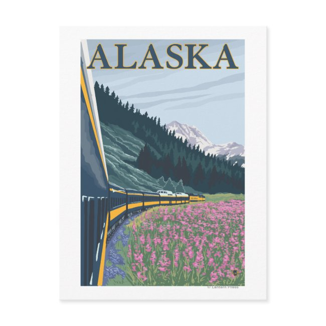 Alaskarailroad And Fireweed Vintage Travel Postinvitations