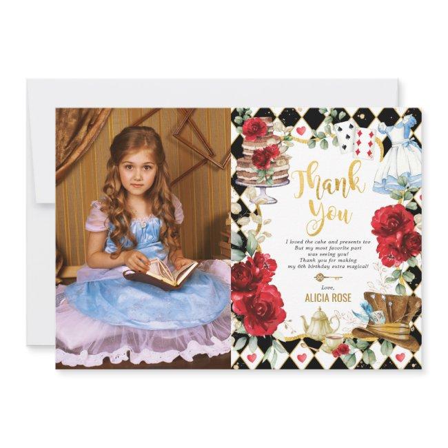 Alice In Wonderland Party Photo Thank You Invitations