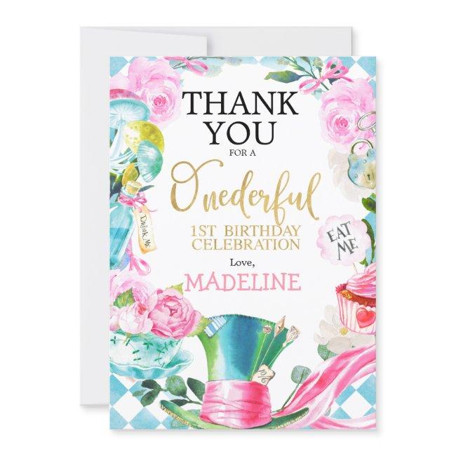 Alice Onederful 1st Birthday Thank You Invitations