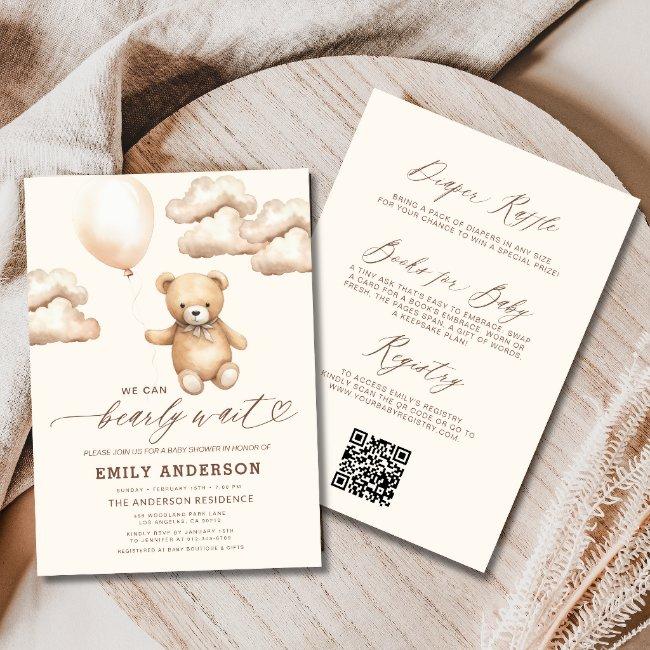 All In One Bearly Wait Gender Neutral Baby Shower Invitation