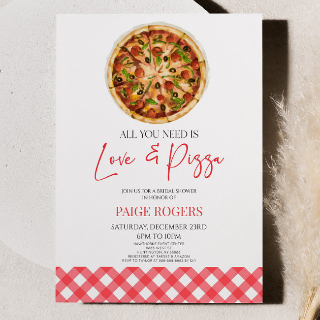 All You Need Is Love And Pizza Bridal Shower Invitation