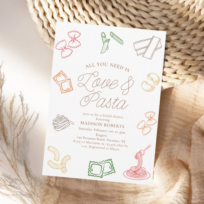 All You Need Is Love & Pasta Bridal Shower Invitation