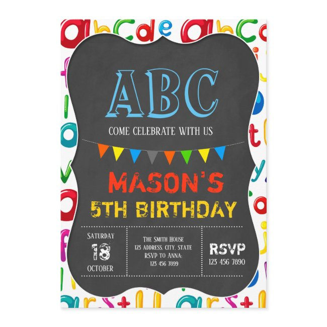 Alphabet Birthday Invitation