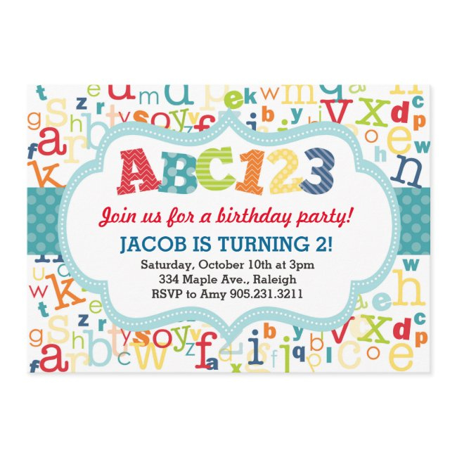 Alphabet Birthday Party Invitation