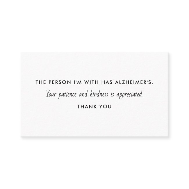 Alzheimer's Dementia Patience Kindness Information Business Invitations