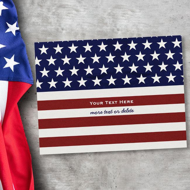 American Usa Flag Patriotic July 4th Blank Back Postinvitations
