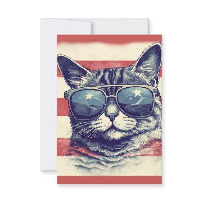 Americat, Patriotic American Cat Thank You Invitations
