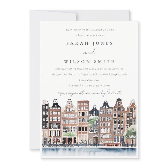 Amsterdam Dutch Canal Landscape Couples Shower Invitation