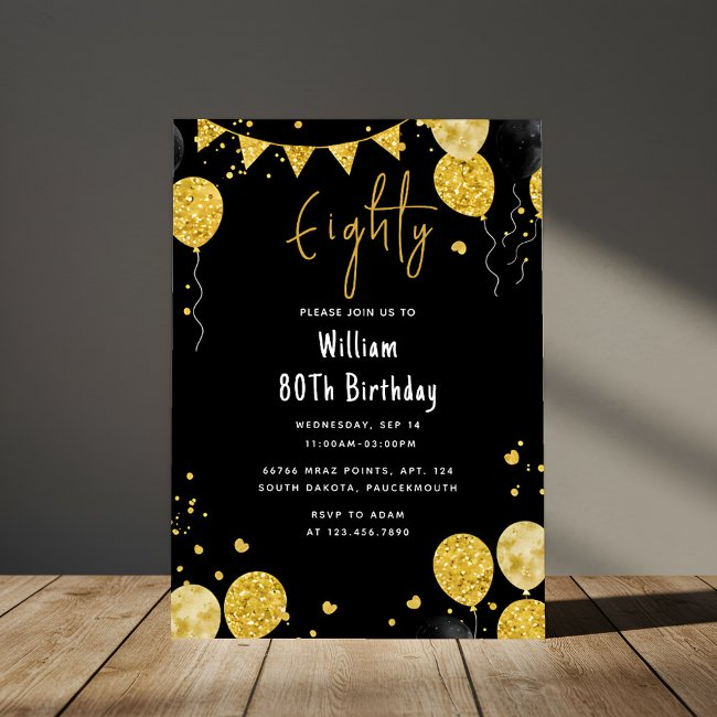 An Retro Fun Adult Humor Happy Chic 80th Birthday Invitation