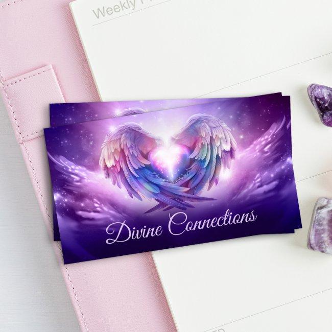Angel Wings Gently Embracing The Heart Business Invitations