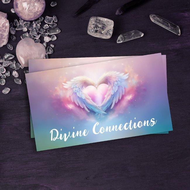 Angel Wings Gently Embracing The Heart Business Invitations