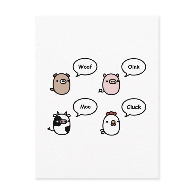 Animal Noises Postinvitations