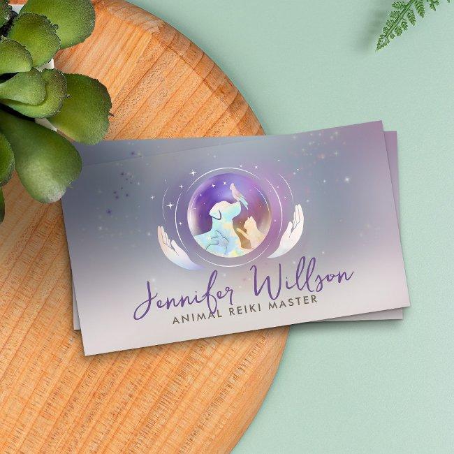 Animal Reiki Healing Watercolor Art Business Invitations