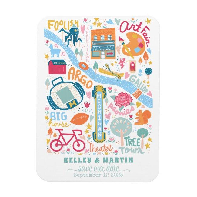 Ann Arbor Michigan Save The Date Magnet