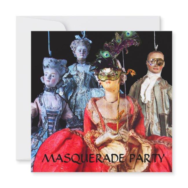 Antique Italian Puppets Masquerade Costume Party Invitation
