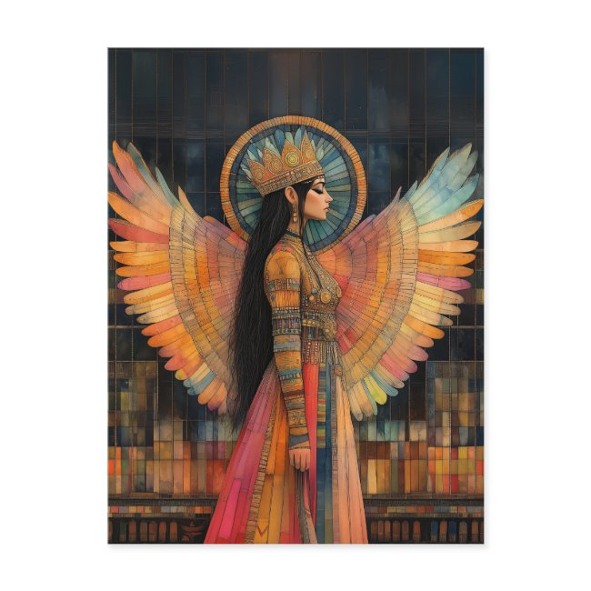 Anunnaki Star Goddess Inanna Abstract Mosaic Art Postinvitations