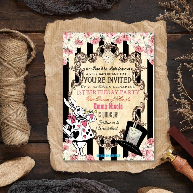 Any Age - Alice In Wonderland Birthday Invitation