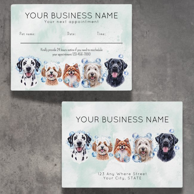 Appointment Invitations Watercolor Dogs Bubbles