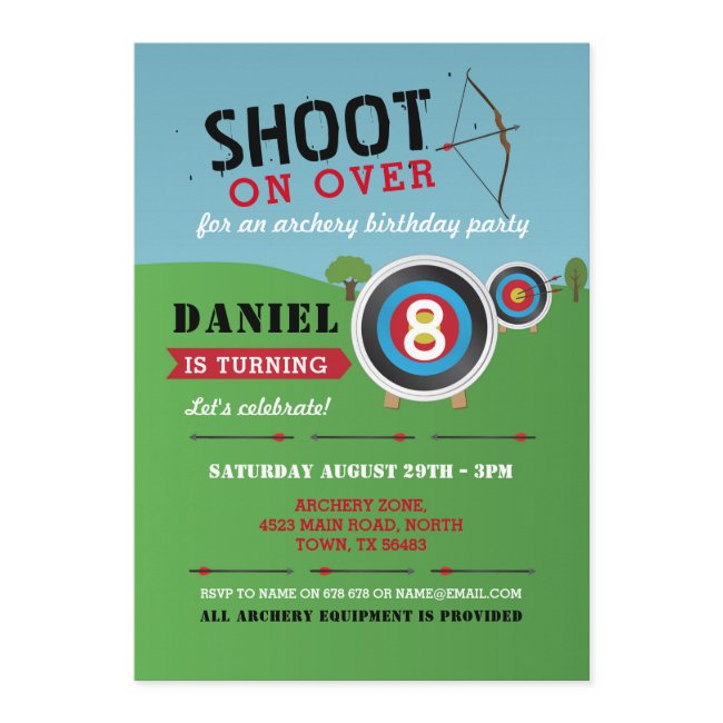 Archery Birthday Invitation Bow Arrows Target