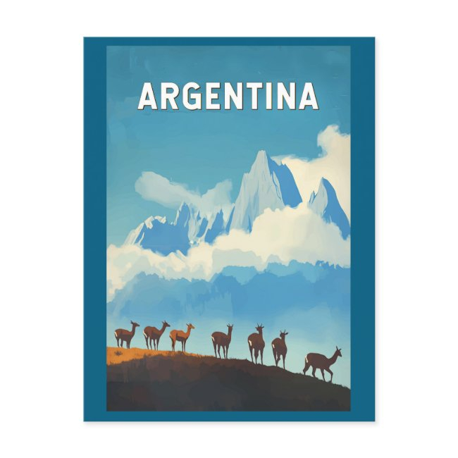 Argentina Illustration Travel Art Vintage Postinvitations