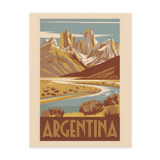 Argentina Travel Art Vintage Postinvitations