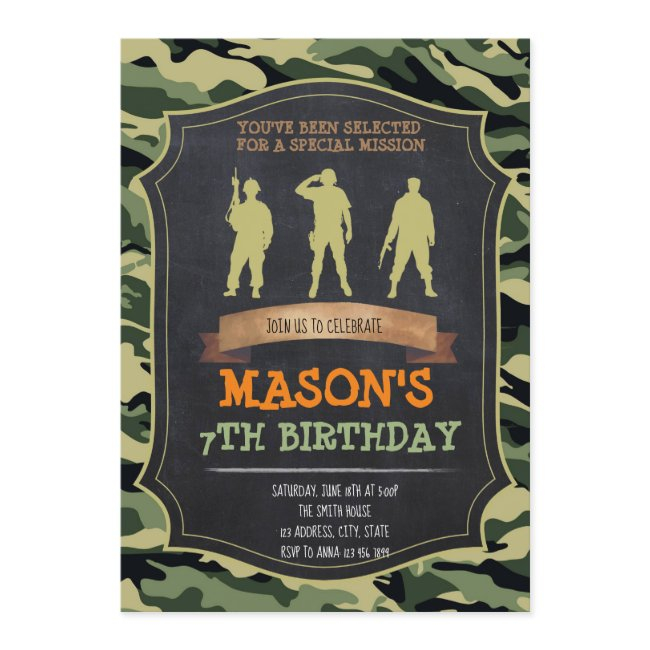 Army Birthday Party Invitation