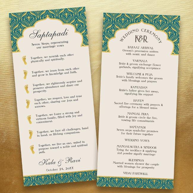 Art Deco Floral Lotus Indian & Hindu Wedding Program