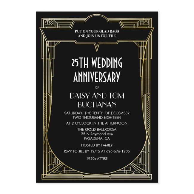 Art Deco Gatsby Wedding Anniversary Invitation