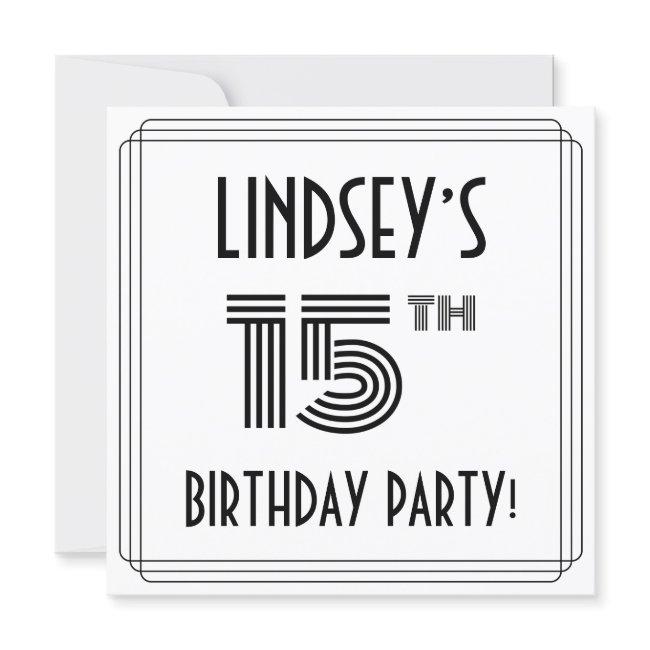 Art Deco Inspired 15th Birthday Party, Custom Name Invitation