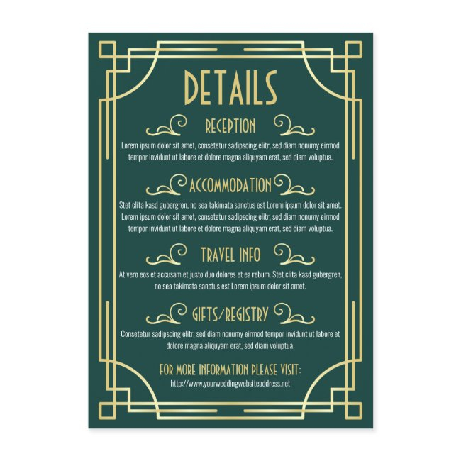 Art Deco Wedding Details Map Accommodation Info Enclosure Invitations