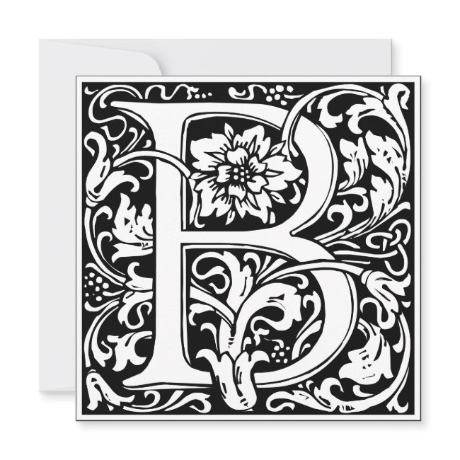 Art Nouveau Floral Alphabet Monogram Letter B Invitation