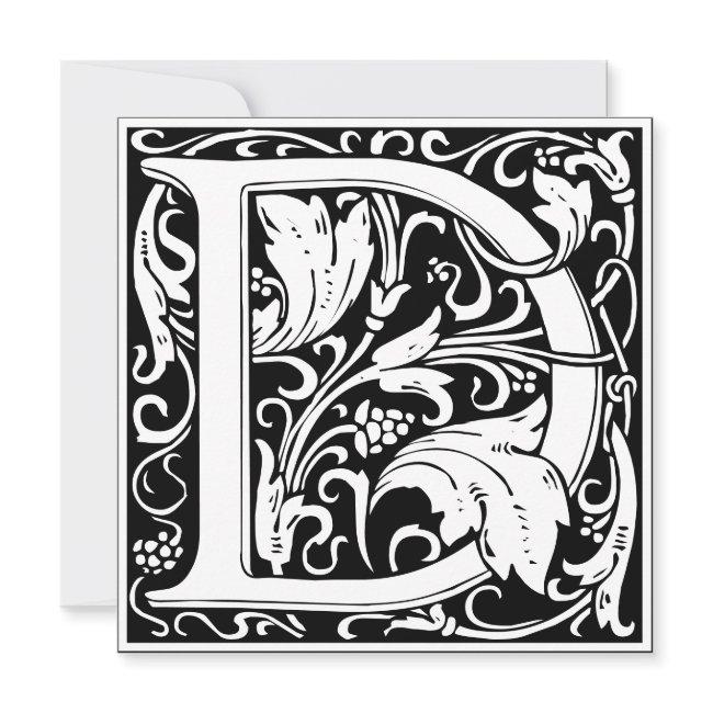Art Nouveau Floral Alphabet Monogram Letter D Invitation