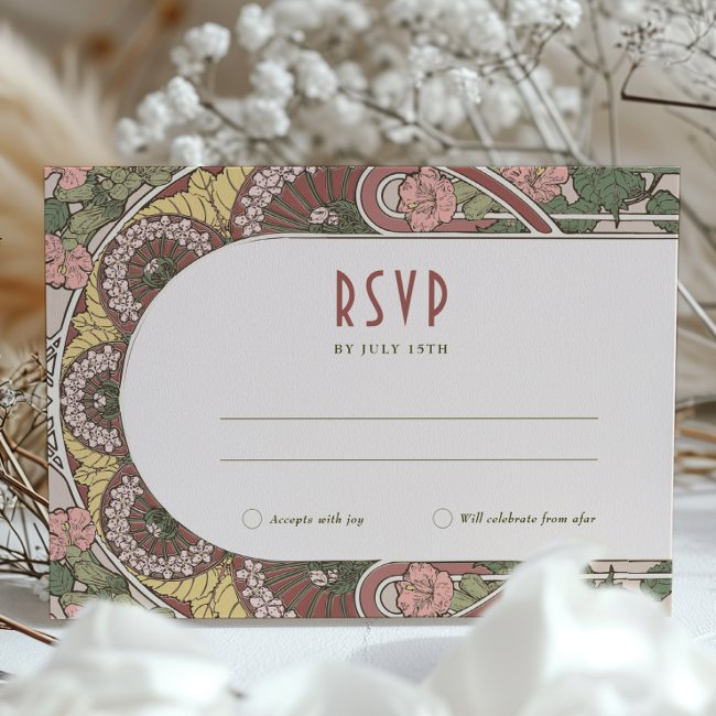 Art Nouveau Rsvp And Address Invitations Floral Motifs